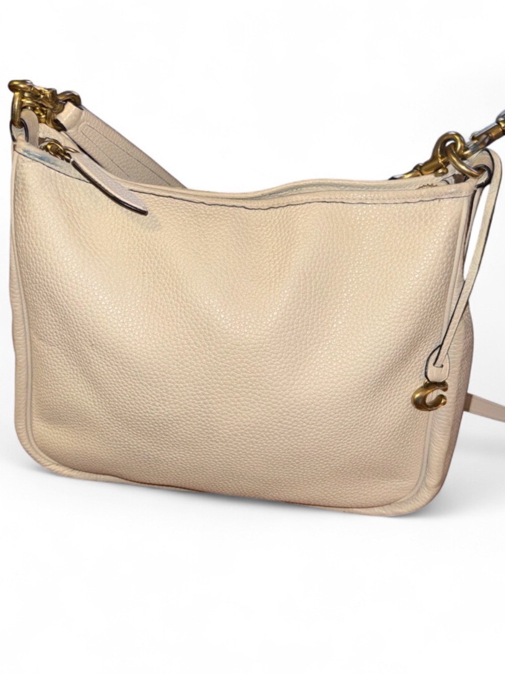 Coach Ivory Pebbled Leather Shoulder / Crossbody Bag